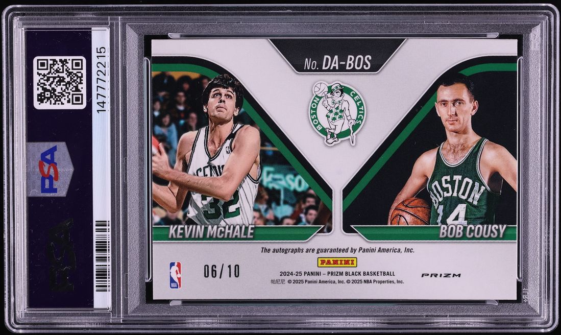 2024 Panini Prizm Black Dual Gold Kevin McHale Bob Cousy AUTO /10 #DA-BOS PSA 10 GEM MINT - Photo 2
