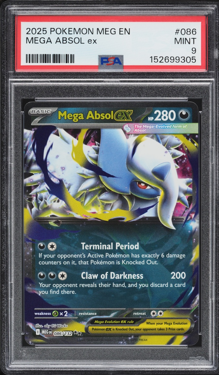 2025 Pokemon Mega Evolution Holo Mega Absol ex #86 PSA 9 MINT