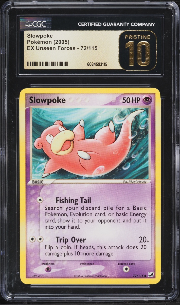 2005 Pokemon Ex Unseen Forces Slowpoke #72 CGC 10 PRISTINE