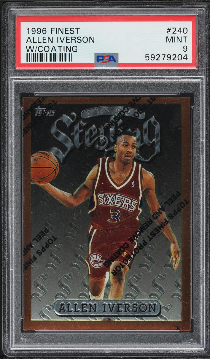 1996 Finest Basketball w/ Coating Allen Iverson ROOKIE #240 PSA 9 MINT