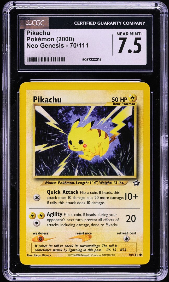 2000 Pokemon Neo Genesis Pikachu #70 CGC 7.5 NRMT+
