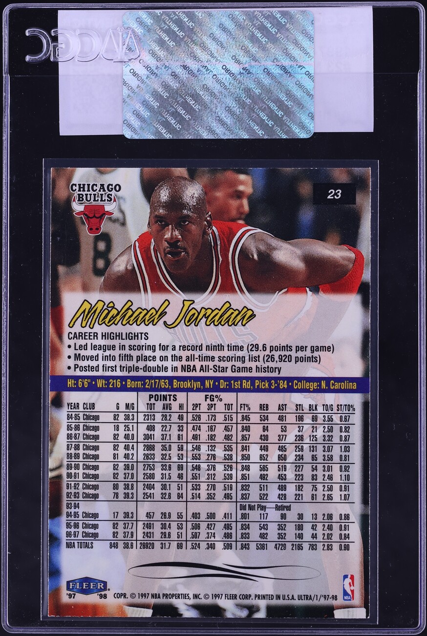 1997 Ultra Basketball Michael Jordan #23 CGC AUTH