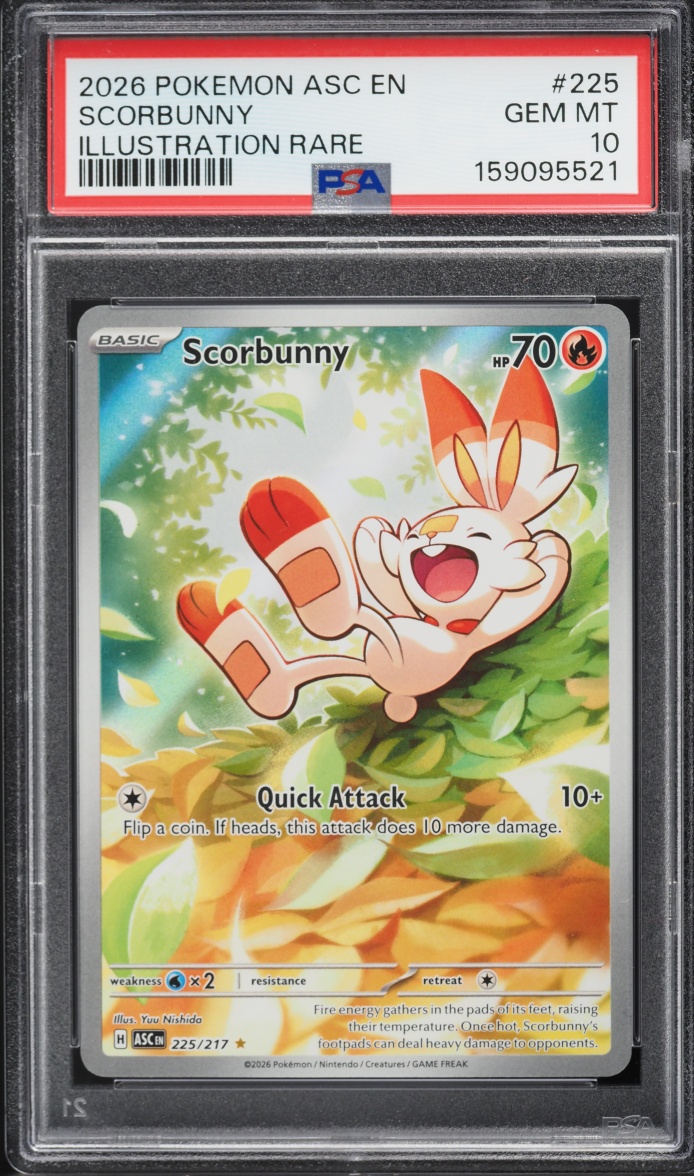 2026 Pokemon Mega Evolution Ascended Heroes IR Scorbunny #225 PSA 10 GEM MINT