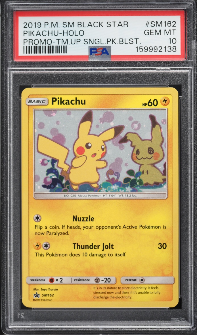 2019 Pokemon Sun & Moon Promo Team Up Holo Pikachu #SM162 PSA 10 GEM MINT