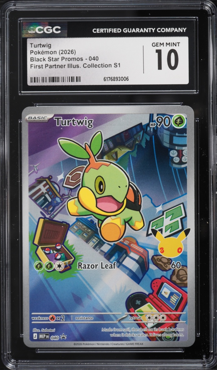 2026 Pokemon Mega Evolution Promo First Partner Illustration S1 Full Art Turtwig #40 CGC 10 GEM
