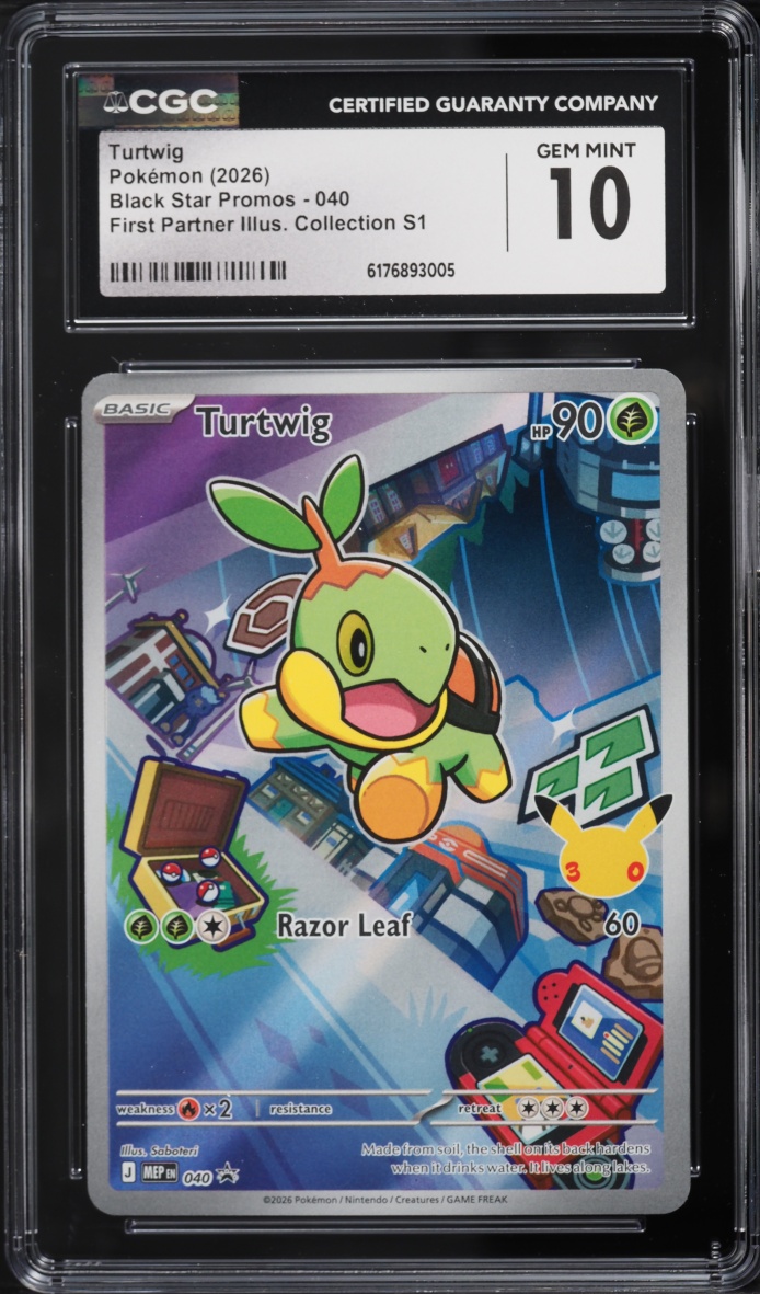 2026 Pokemon Mega Evolution Promo First Partner Illustration S1 Full Art Turtwig #40 CGC 10 GEM