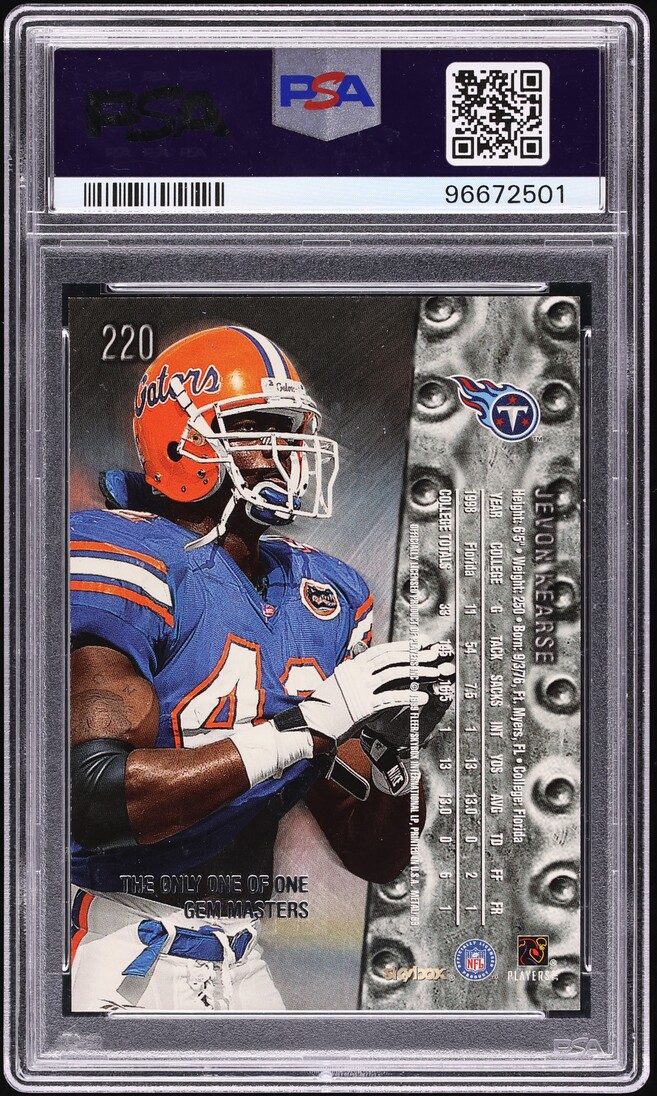 1999 Metal Universe Gem Masters Jevon Kearse ROOKIE 1/1 #220 PSA 9 MINT