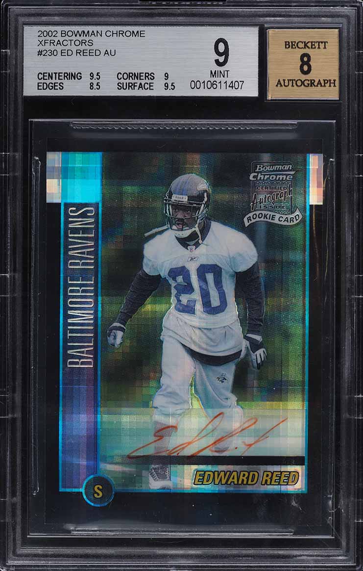 2002 Bowman Chrome Xfractor Ed Reed ROOKIE AUTO #230 BGS 9 MINT