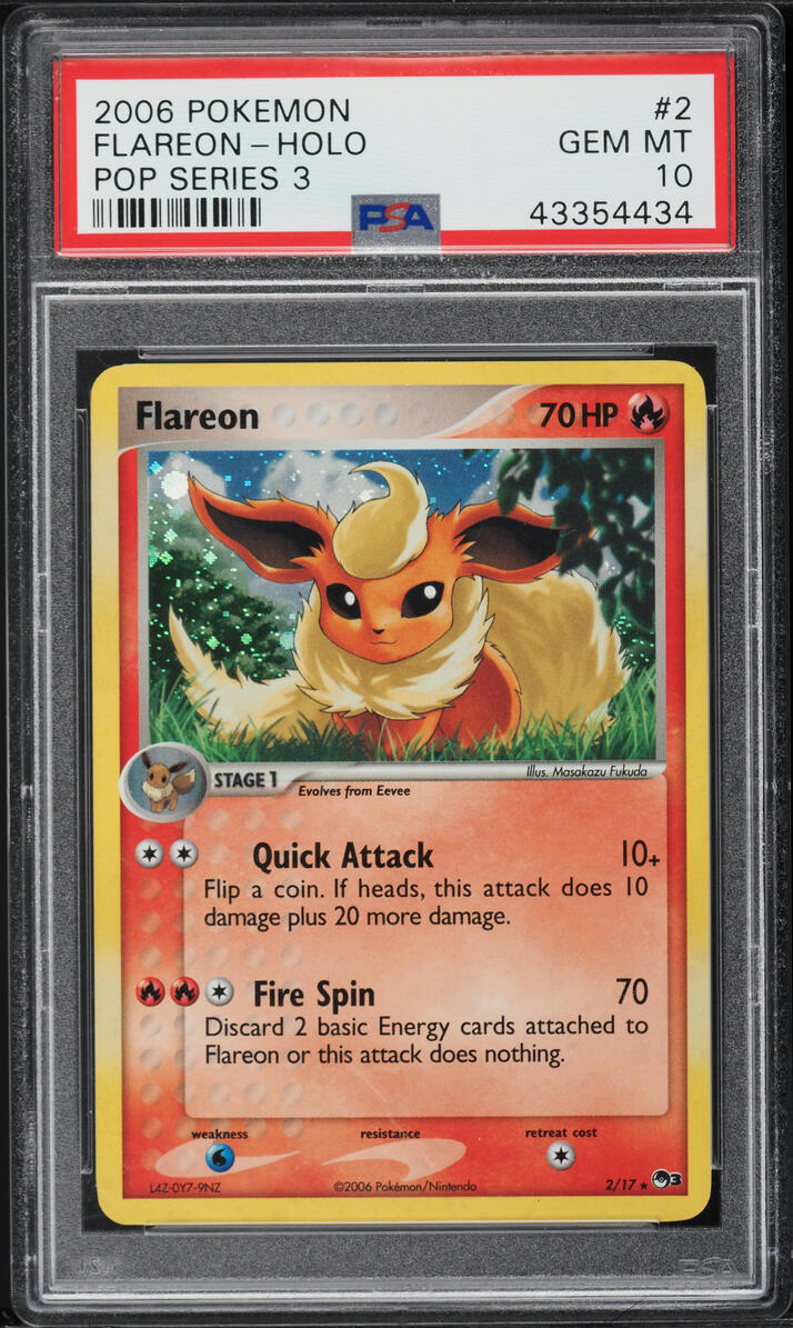 2006 Pokemon Pop Series 3 Holo Flareon #2 PSA 10 GEM MINT