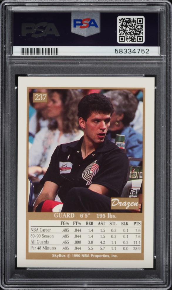 1990 Skybox Basketball Drazen Petrovic ROOKIE #237 PSA 9 MINT