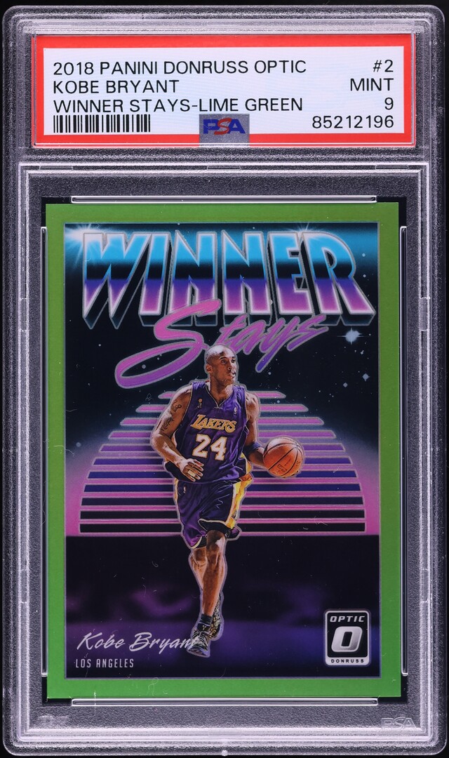 2018 Donruss Optic Winner Stays Lime Green Kobe Bryant /149 #2 PSA 9 MINT