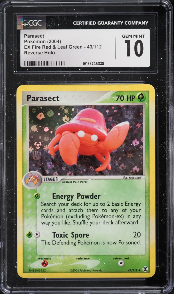 2004 Pokemon Ex Fire Red & Leaf Green Reverse Holo Parasect #43 CGC 10 GEM MINT
