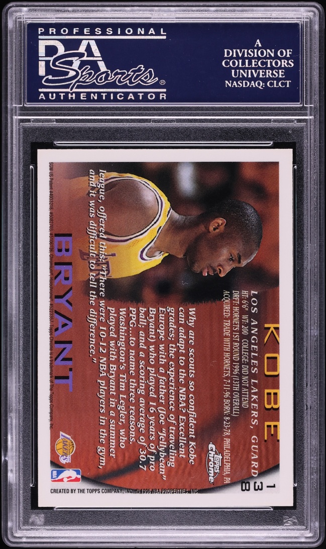 1996 Topps Chrome Kobe Bryant ROOKIE #138 PSA 10 GEM MINT