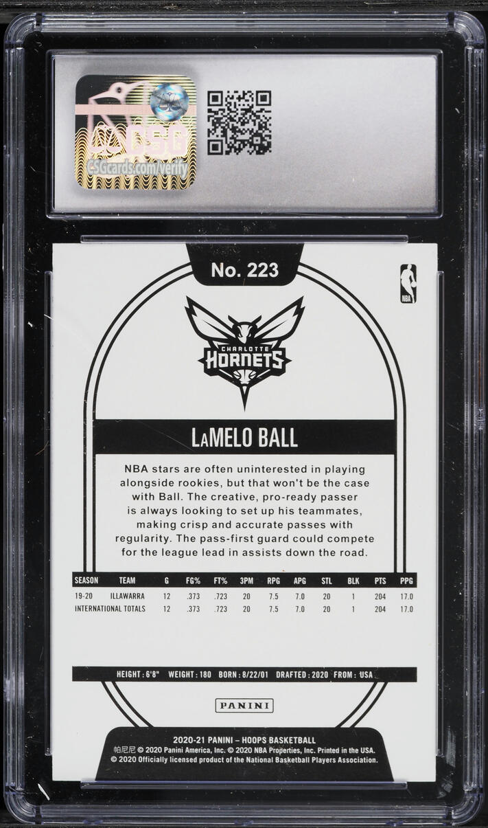 2020 Hoops LaMelo Ball ROOKIE #223 CSG 10 GEM MINT