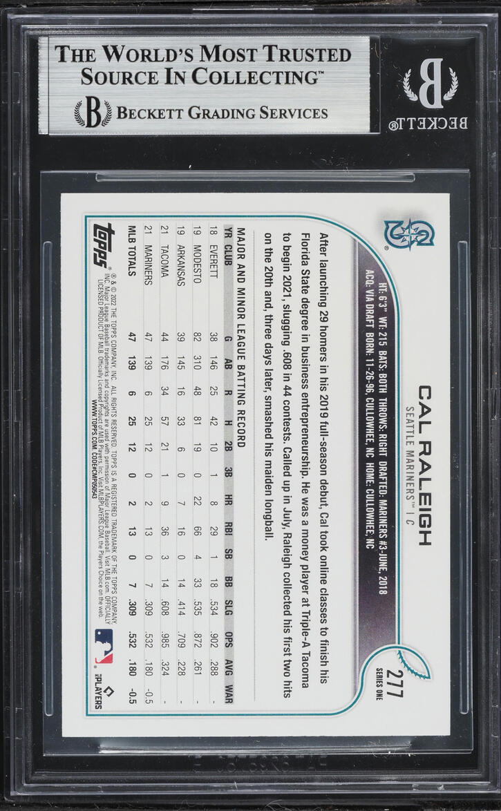 2022 Topps Cal Raleigh ROOKIE #277 BGS 8.5 NM-MT+