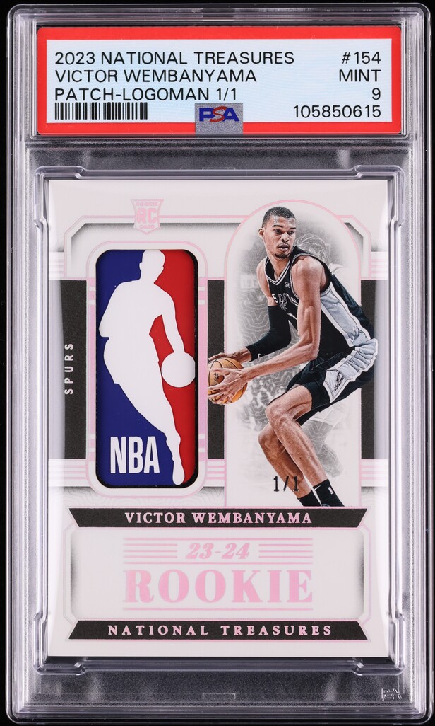2023 National Treasures Victor Wembanyama ROOKIE LOGOMAN PATCH 1/1 PSA 9 MINT