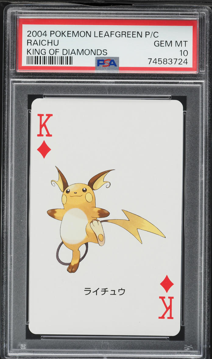 2004 Pokemon Japanese Leafgreen Version Playing Cards King Of Diamonds Raichu PSA 10 GEM MINT