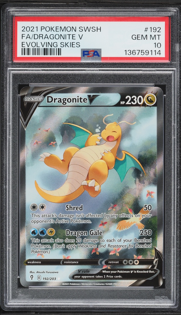 2021 Pokemon Sword & Shield Evolving Skies Alt Art Dragonite V #192 PSA 10 GEM MINT