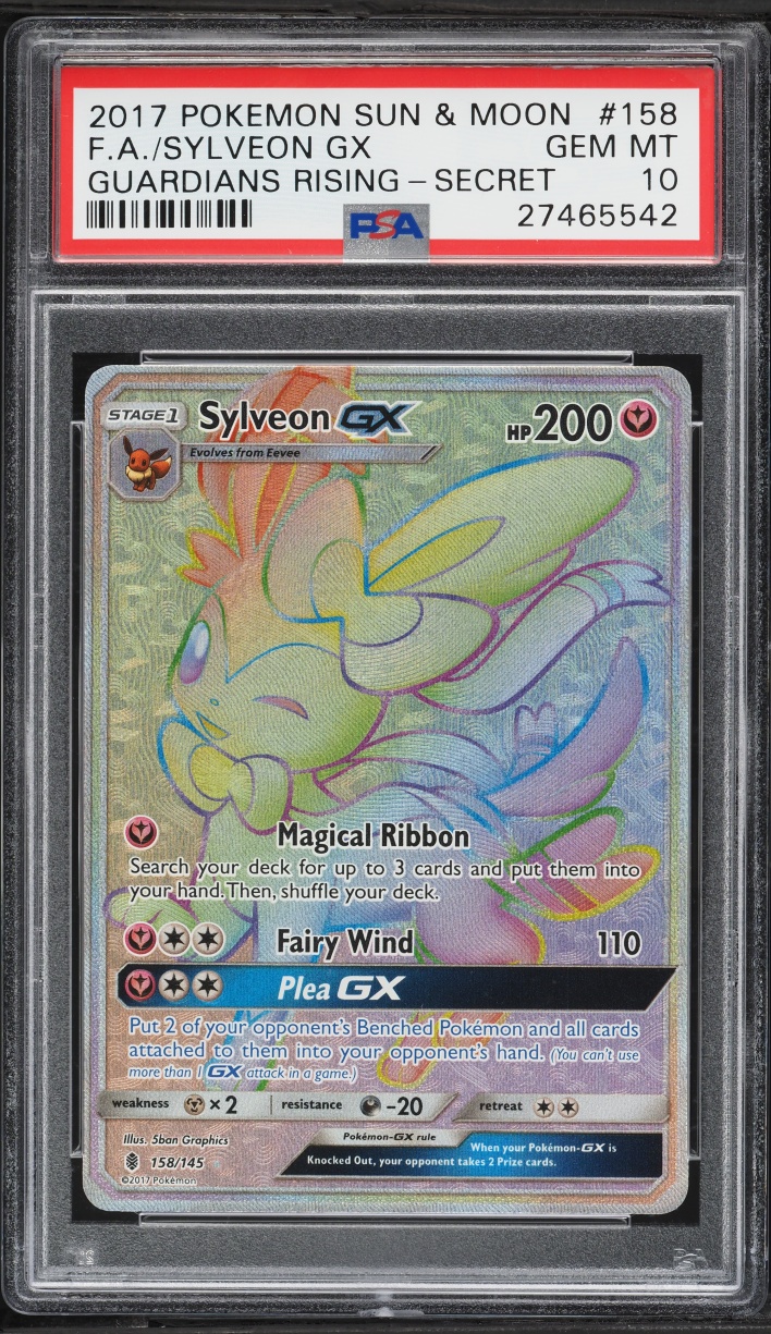 2017 Pokemon Sun & Moon Guardians Rising Rainbow Rare Sylveon GX #158 PSA 10 GEM MINT