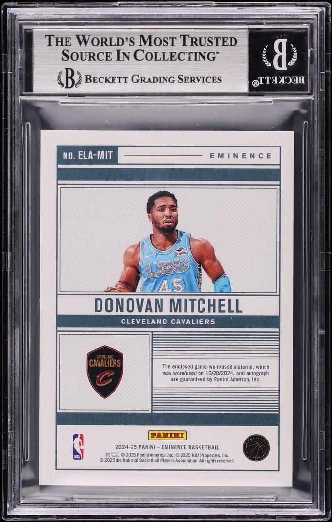 2024 Panini Eminence Donovan Mitchell LOGOMAN PATCH AUTO 1/1 #ELA-MIT BGS 8.5 NM-MT+