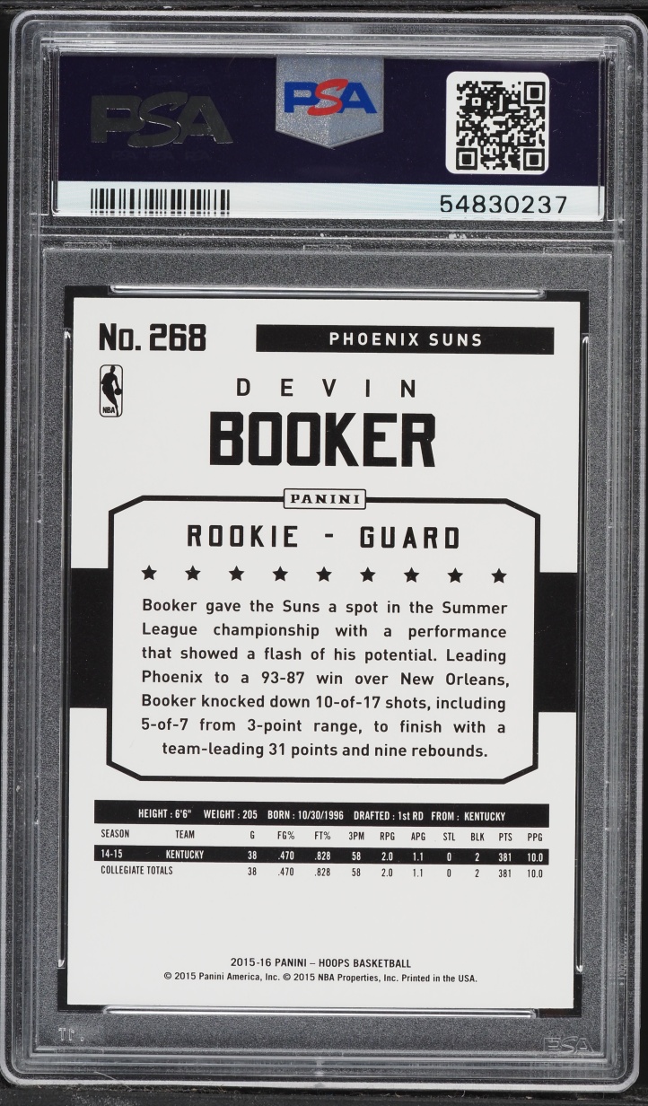 2015 Hoops Devin Booker ROOKIE #268 PSA 9 MINT