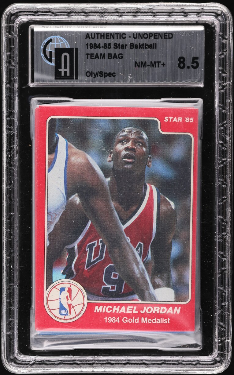 1984-85 Star Basketball Unopened Olympic Team Bag w/ Michael Jordan ROOKIE #288 GAI 8.5 NM-MT+
