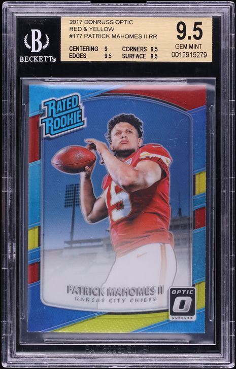 2017 Donruss Optic Red & Yellow Patrick Mahomes II ROOKIE #177 BGS 9.5 GEM MINT