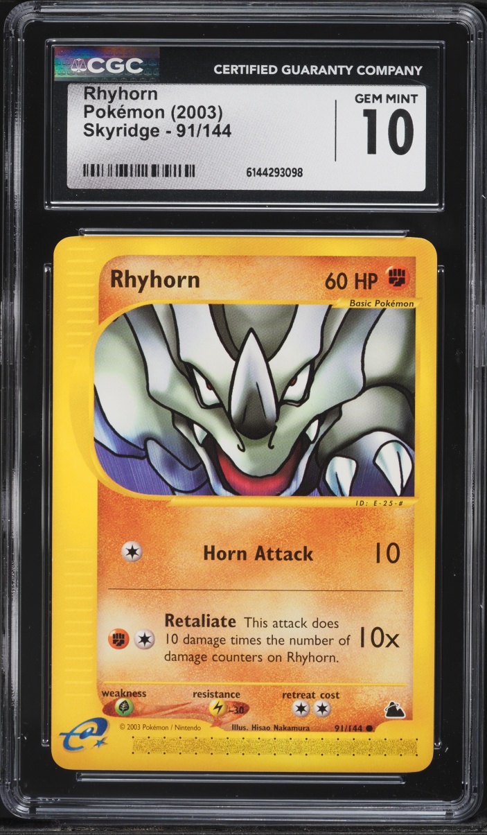 2003 Pokemon Skyridge Rhyhorn #91 CGC 10 GEM MINT