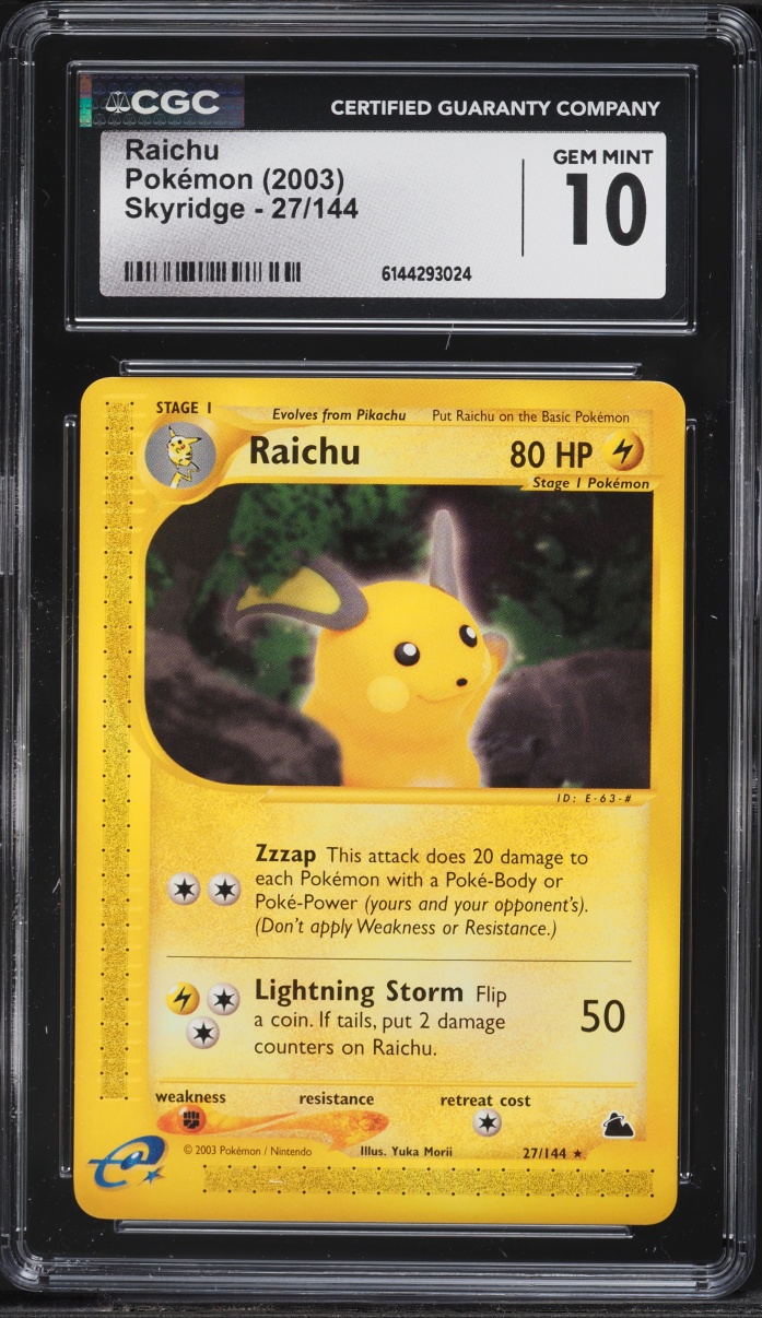 2003 Pokemon Skyridge Raichu #27 CGC 10 GEM MINT