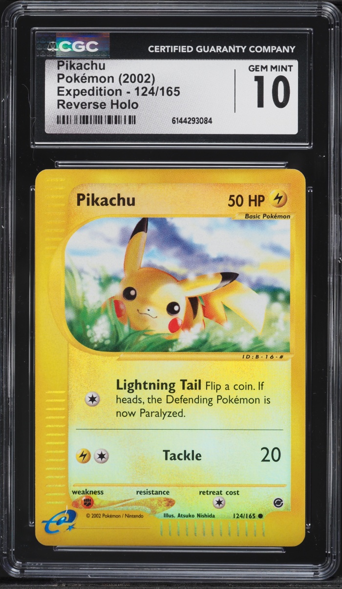 2002 Pokemon Expedition Reverse Holo Pikachu #124 CGC 10 GEM MINT