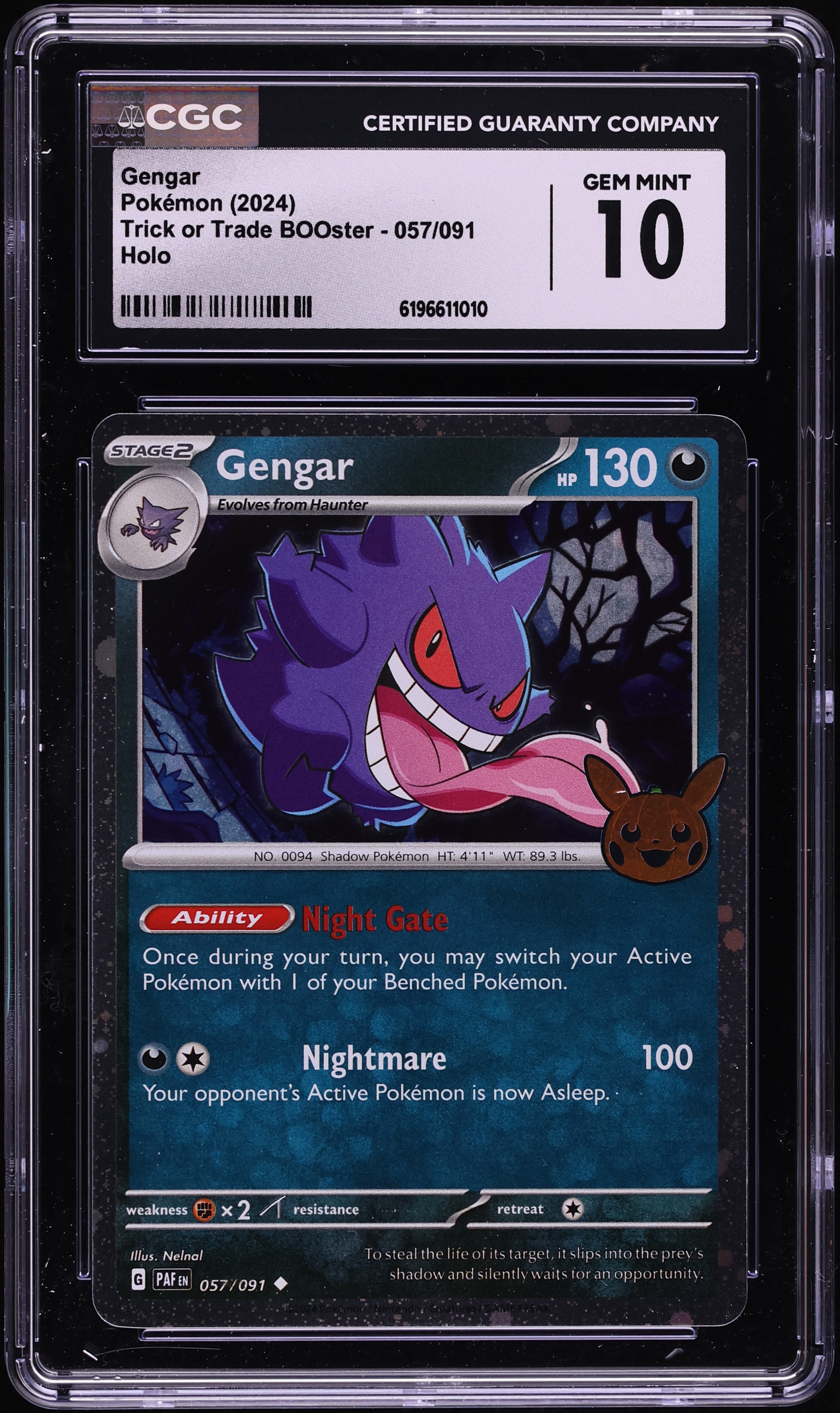 2024 Pokemon Scarlet & Violet Trick Or Trade BOOster Holo Gengar #57 CGC 10 GEM MINT