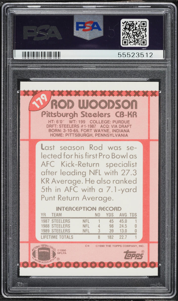 1990 Topps Tiffany Rod Woodson #179 PSA 10 GEM MINT