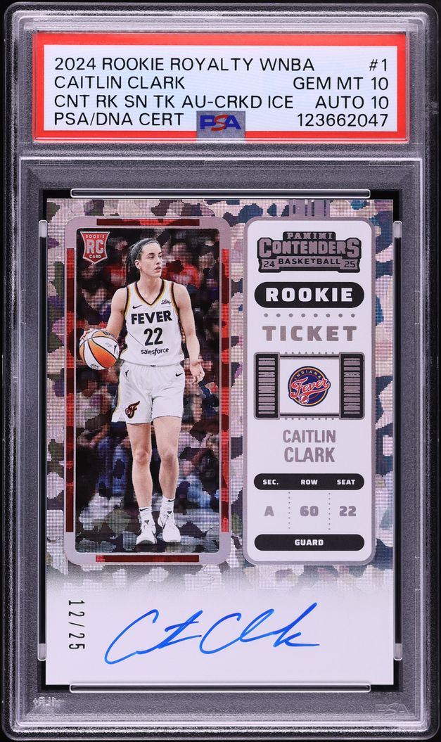 2024 Panini WNBA Contenders Cracked Ice Caitlin Clark ROOKIE AUTO DNA 10 /25 PSA 10 GEM MINT