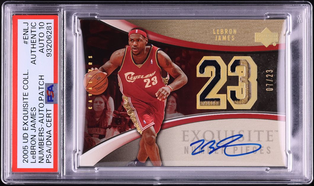 2005 Exquisite Collection Number Pieces LeBron James PATCH AUTO DNA 10 /23 PSA ALTERED AUTH