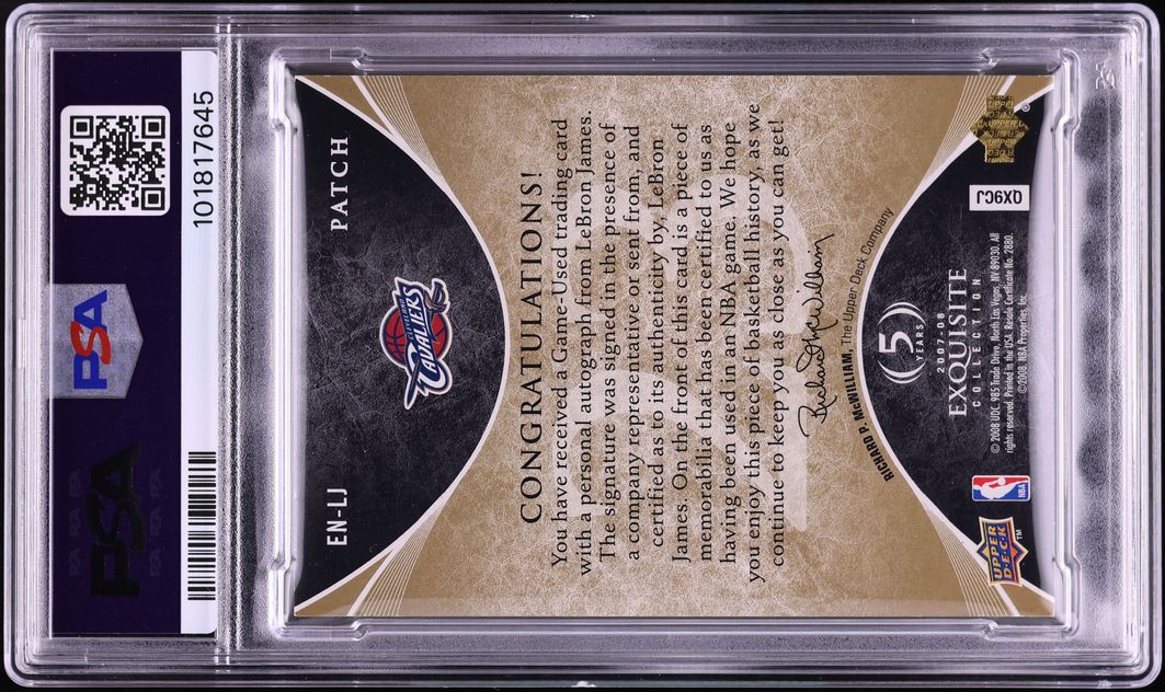 2007 Exquisite Collection Number Pieces LeBron James PATCH AUTO DNA 9 /23 #EN-LJ PSA AUTH