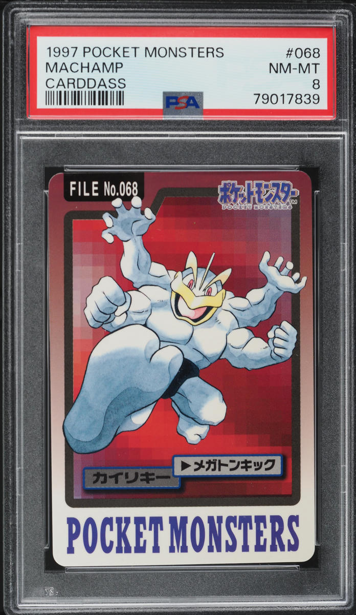 1997 Pokemon Japanese Pocket Monsters Carddass Machamp #68 PSA 8 NM-MT