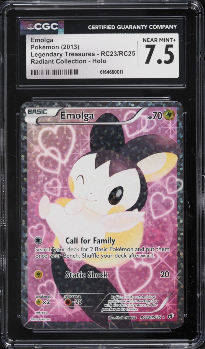 2013 Pokemon BW Legendary Treasures Radiant Collection Holo Emolga #RC23 CGC 7.5 NRMT+