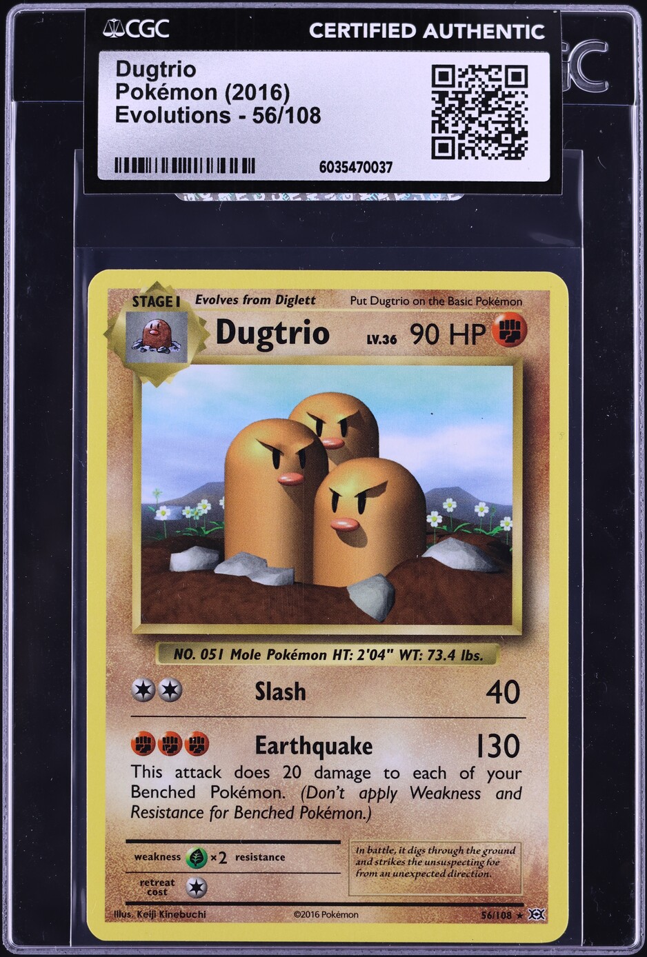 2016 Pokemon XY Evolutions Dugtrio #56 CGC AUTH