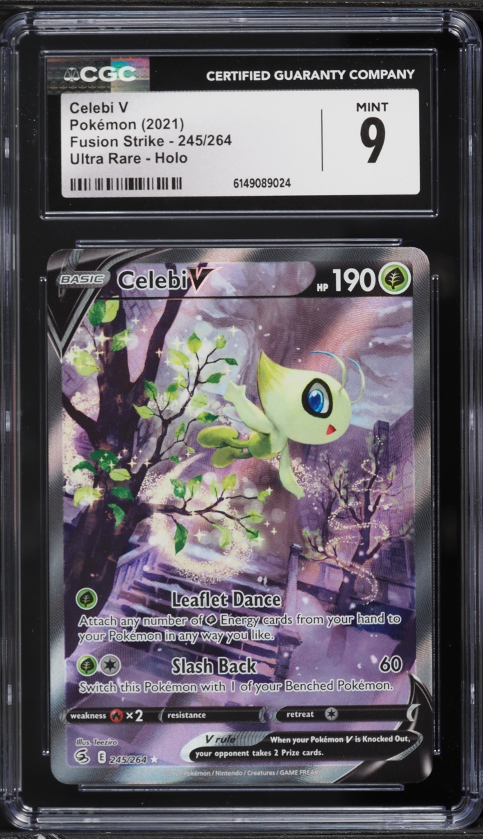 2021 Pokemon Sword & Shield Fusion Strike Alt Art Celebi V #245 CGC 9 MINT
