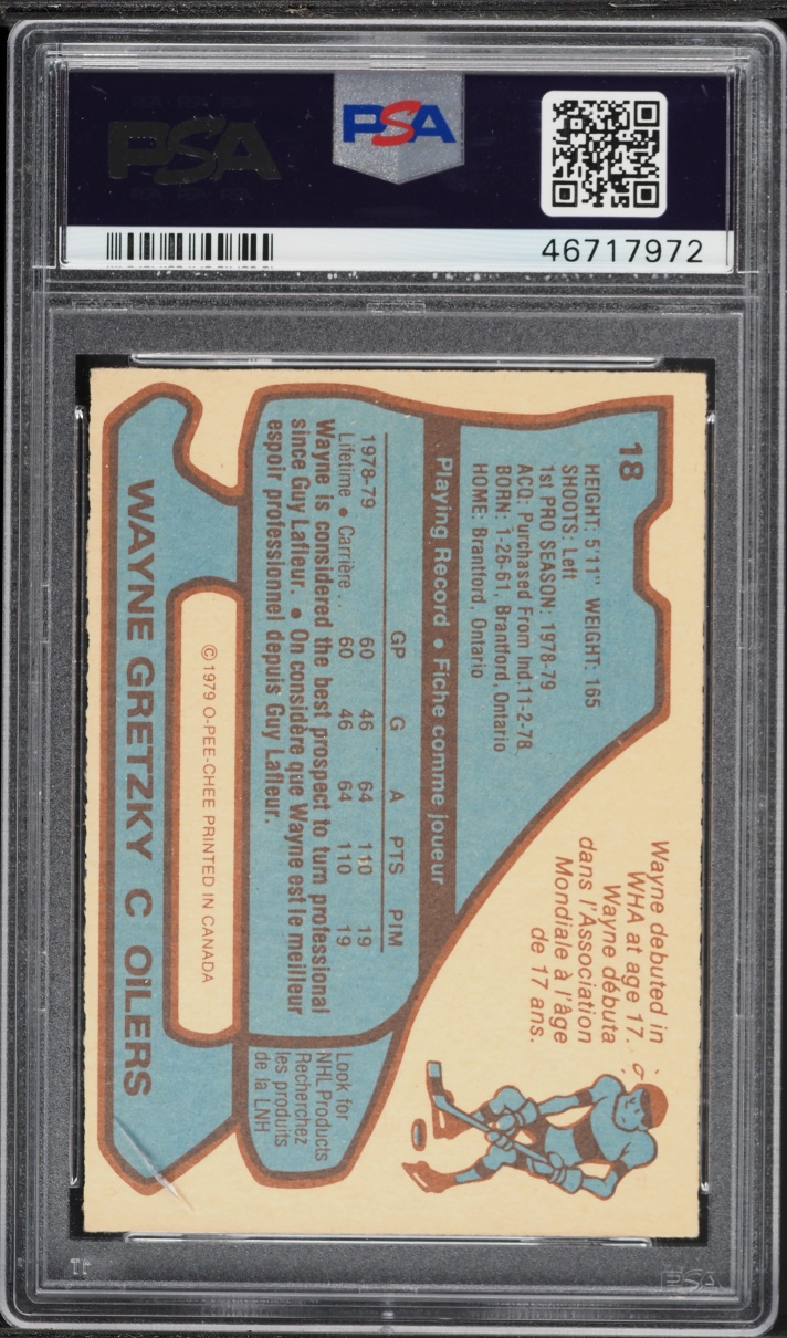 1979 O-Pee-Chee Hockey Wayne Gretzky ROOKIE #18 PSA 5 EX
