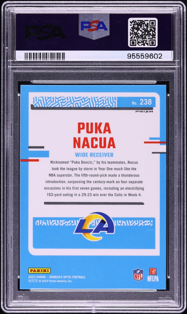 2023 Donruss Optic Green Velocity Puka Nacua ROOKIE #238 PSA 9 MINT