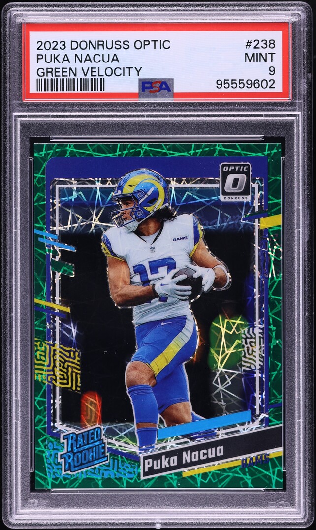 2023 Donruss Optic Green Velocity Puka Nacua ROOKIE #238 PSA 9 MINT