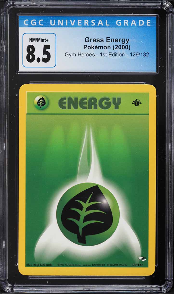 2000 Pokemon Gym Heroes 1st Edition Grass Energy #129 CGC 8.5 NM-MT+