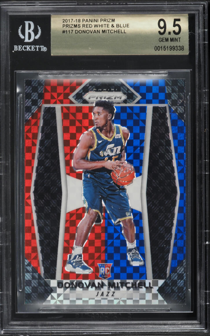 2017 Panini Prizm Red White Blue Donovan Mitchell ROOKIE #117 BGS 9.5 GEM MINT