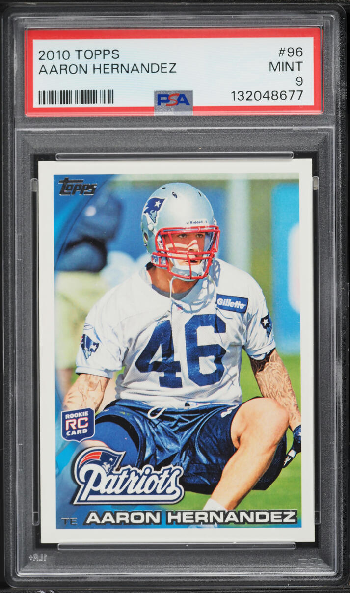 2010 Topps Football Aaron Hernandez ROOKIE #96 PSA 9 MINT