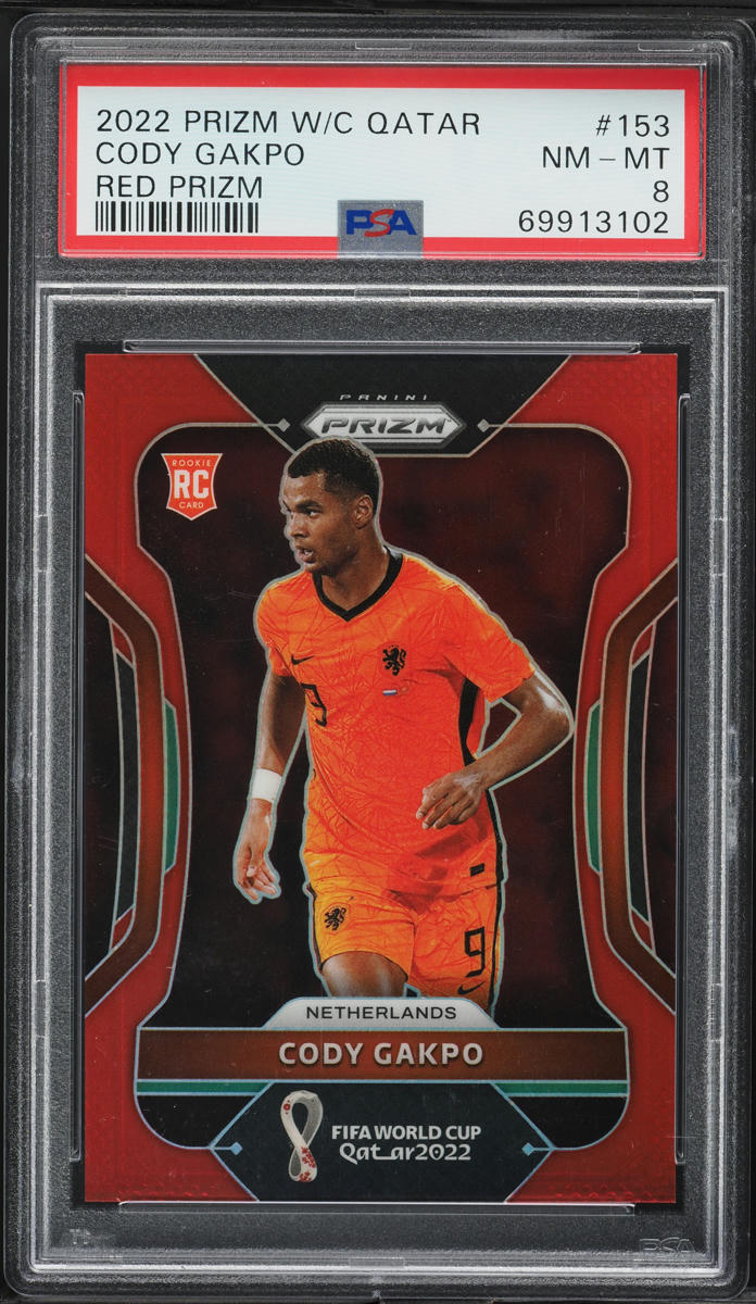 2022 Panini Prizm World Cup Red Cody Gakpo ROOKIE /399 #153 PSA 8 NM-MT