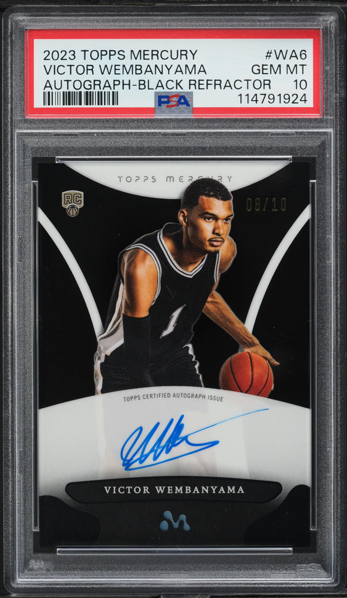 2023 Topps Mercury Black Refractor Victor Wembanyama ROOKIE AUTO /10 PSA 10 GEM MINT