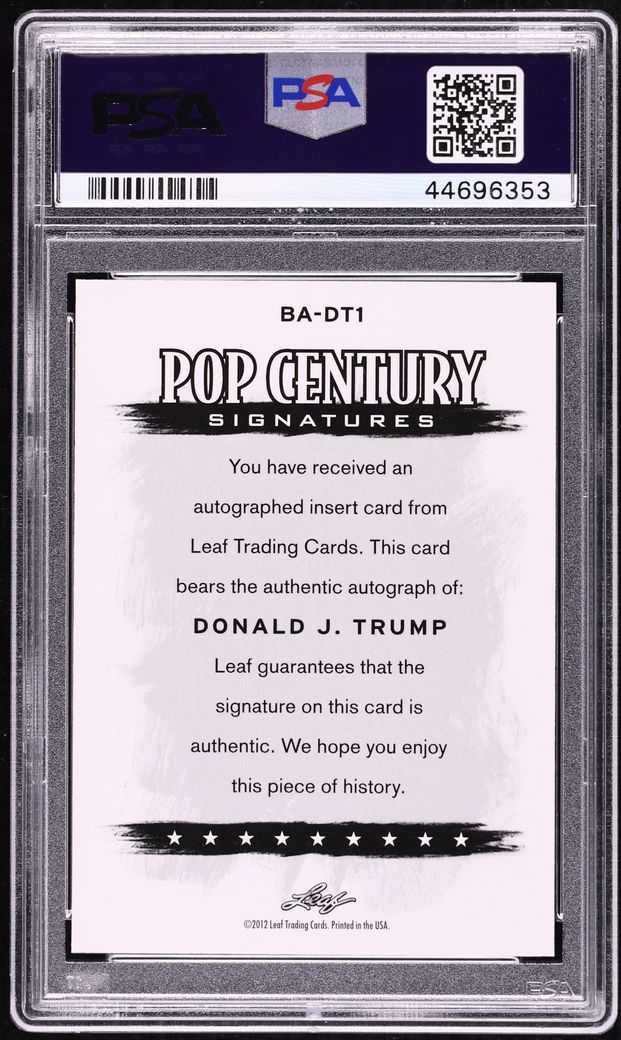 2012 Leaf Pop Century Donald Trump AUTO #BA-DT1 PSA 9 MINT on