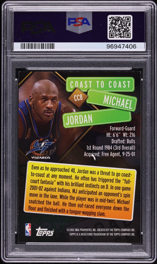 2002 Topps Chrome Coast To Coast Refractor Michael Jordan #CC8 PSA 7 NRMT