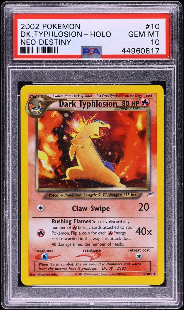 2002 Pokemon Neo Destiny Holo Dark Typhlosion #10 PSA 10 GEM MINT